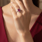 ANILLO EN PLATA LEY .925, CON RODIO , ZIRCONIA AAA ROJO RUBI Y BLANCO