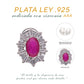 Broquel Plata Ley 925 con Rodio y Zirconia AAA Color Rojo Rubí y Blanco Ovalado