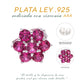 BROQUEL EN PLATA LEY .925, CON RODIO , ZIRCONIA AAA ROJO RUBI Y BLANCO