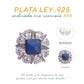Broquel Plata Ley 925 con Rodio y Zirconia AAA Color Azul Zafiro y Blanco