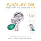BROQUEL EN PLATA LEY .925, CON RODIO , ZIRCONIA AAA VERDE ESMERALDA Y BLANCO