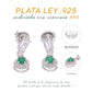 Aretes Plata Ley 925 con Rodio y Zirconia AAA Color Verde Esmeralda y Blanco
