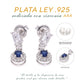 Aretes Plata Ley 925 con Rodio y Zirconia AAA Color Azul Zafiro y Blanco Ovalado