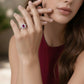 Anillo Plata Ley 925 con Rodio y Zirconia AAA Color Rojo Rubí y Blanco Ovalado