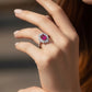Anillo Plata Ley 925 con Rodio y Zirconia AAA Color Rojo Rubí y Blanco