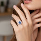 Anillo Plata Ley 925 con Rodio y Zirconia AAA Color Azul Zafiro y Blanco