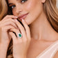 Anillo Plata Ley 925 con Rodio y Zirconia AAA Color Verde Esmeralda y Blanco