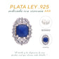 BROQUEL EN PLATA LEY .925, CON RODIO , ZIRCONIA AAA AZUL ZAFIRO Y BLANCO  , EN FORMA DE FLOR