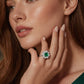 Anillo Plata Ley 925 con Rodio y Zirconia AAA Color Verde Esmeralda y Blanco
