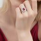 Anillo Plata Ley 925 con Rodio y Zirconia AAA Color Rojo Rubí y Blanco