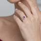 Anillo Plata Ley 925 con Rodio y Zirconia AAA Color Rojo Rubí y Blanco