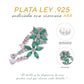 Aretes Plata Ley 925 con Rodio y Zirconia AAA Color Verde Esmeralda y Blanco en Forma de Dos Flores