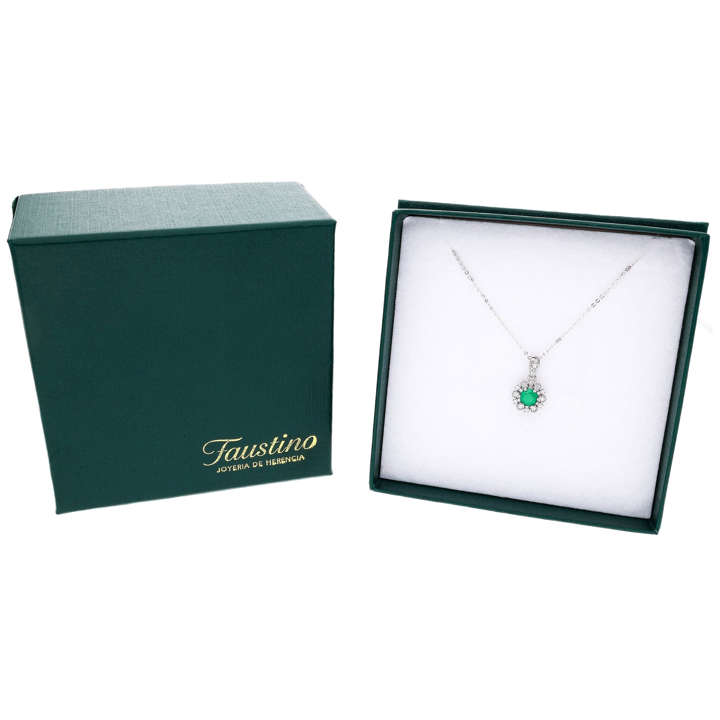 Dije Plata Ley 925 con Rodio y Zirconia AAA Color Verde Esmeralda y Blanco
