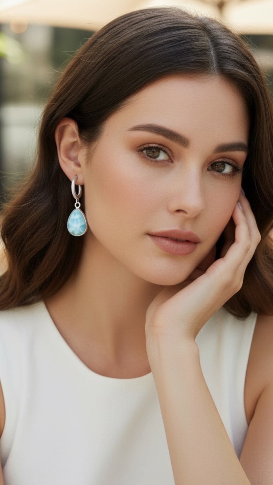 aretes Gota de Larimar en Plata.925