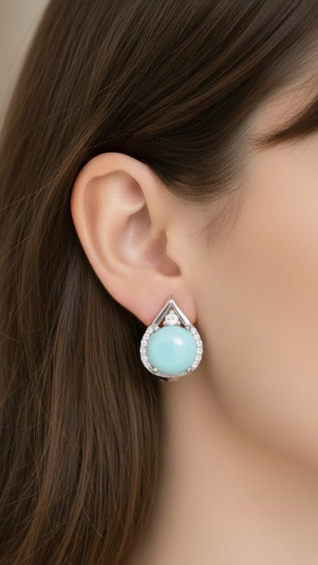 Arete Redondo de Larimar en Plata.925