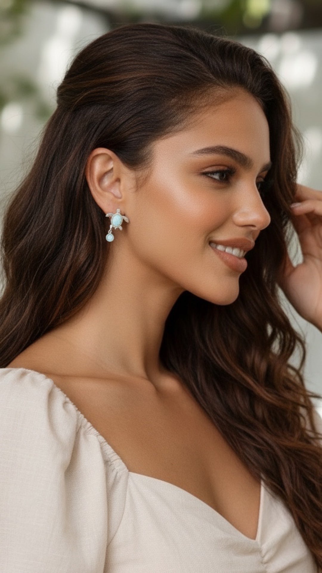 Aretes Tortuga de Larimar en Plata.925
