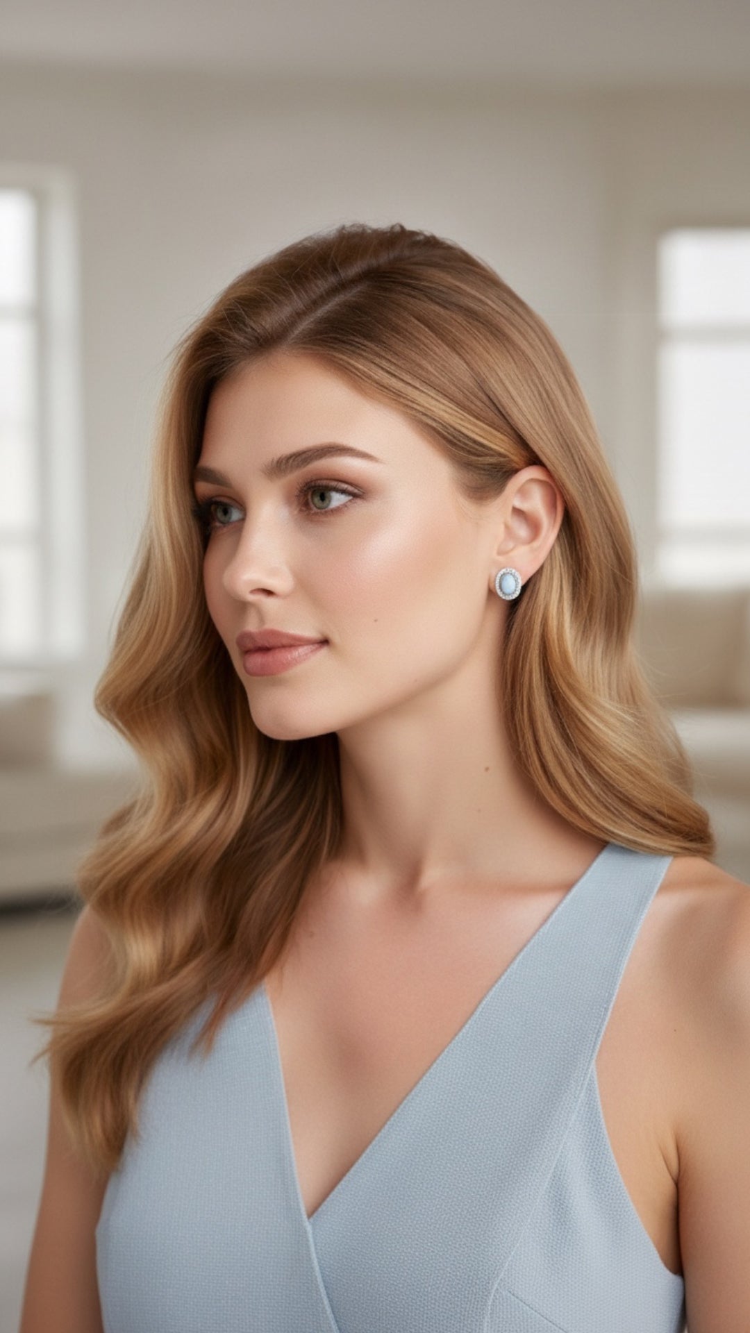Aretes Ovalados Clásicos de Larimar en Plata.925