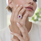 Anillo Plata Ley.925 con Rodio y Zirconia AAA Color Rojo Rubí y Blanco Ovalado
