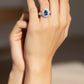 Anillo Plata Ley 925 con Rodio y Zirconia AAA Color Azul Zafiro y Blanco