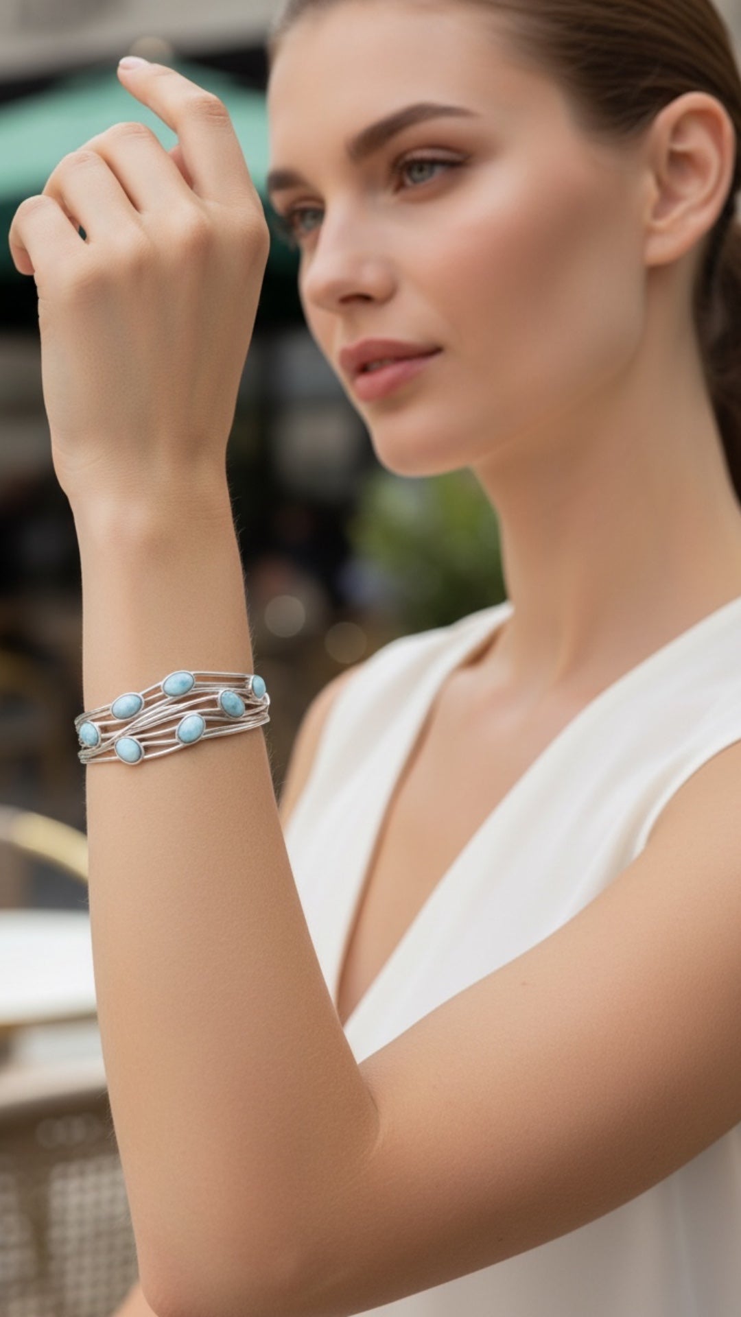 Brazalete de Larimar en Plata.925