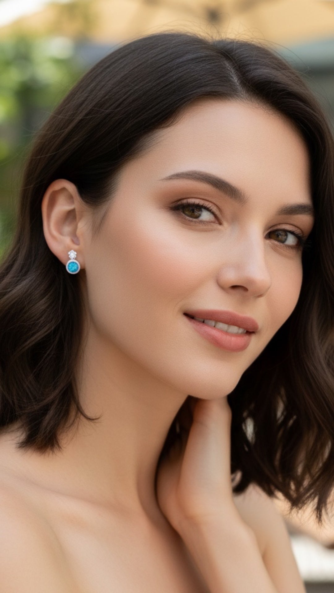 Aretes Punto de Ópalo en Plata.925