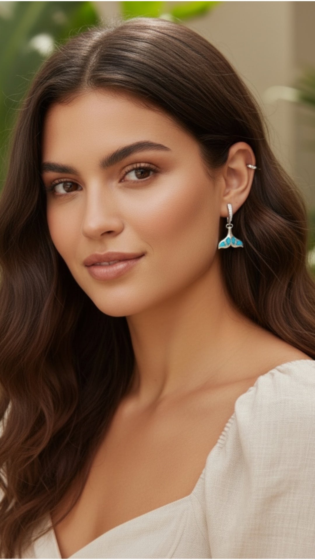 aretes  Cola de Ballena de Ópalo en Plata.925