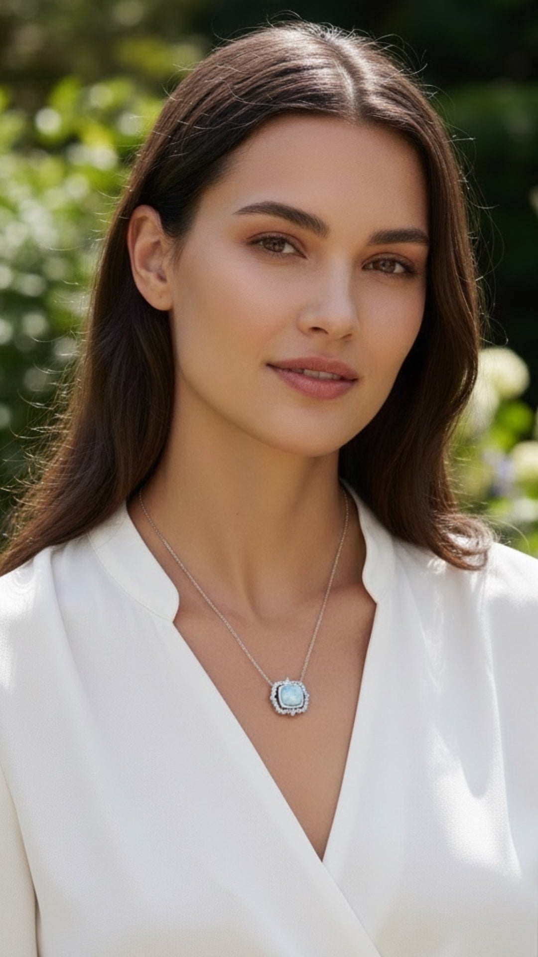 Collar Cuadrado Clásico de Larimar en Plata.925