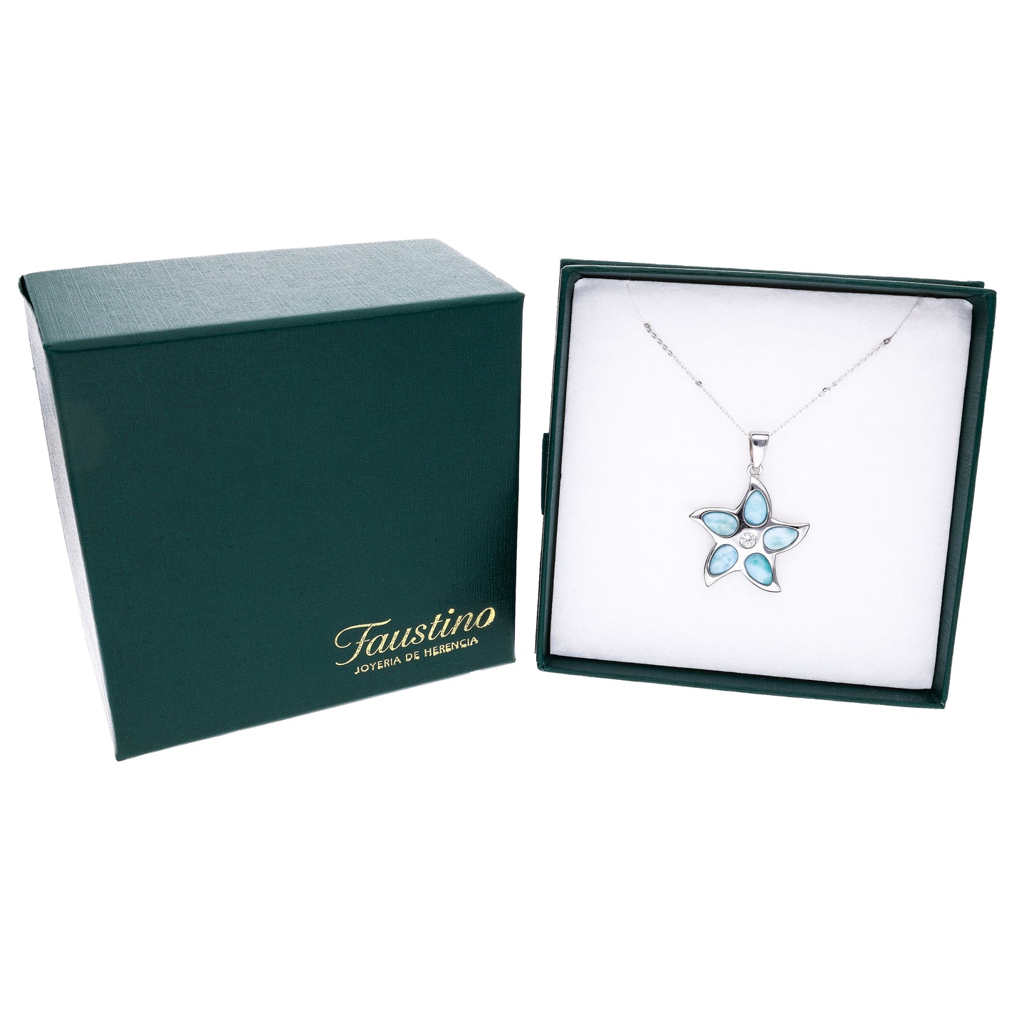 Dije Flor de Larimar en Plata.925