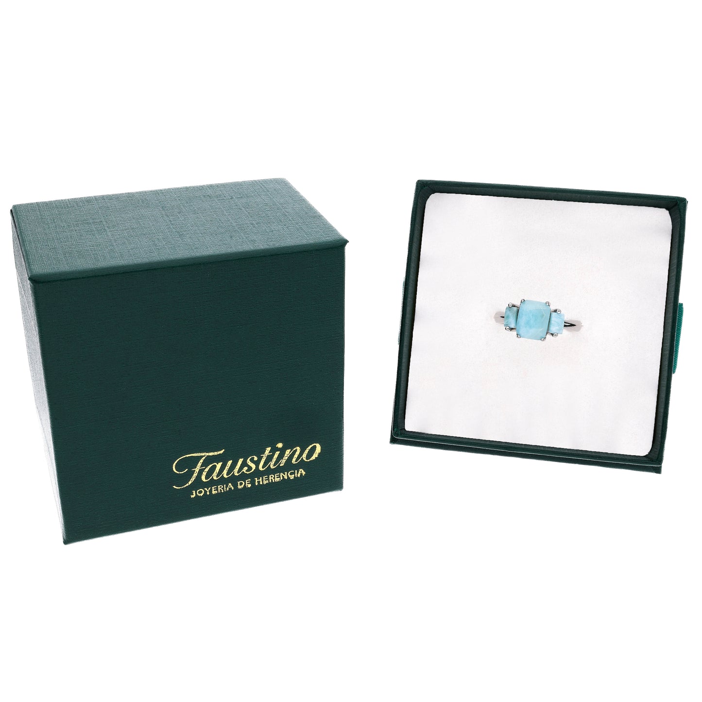 Anillo Cuadrado de Larimar en Plata.925