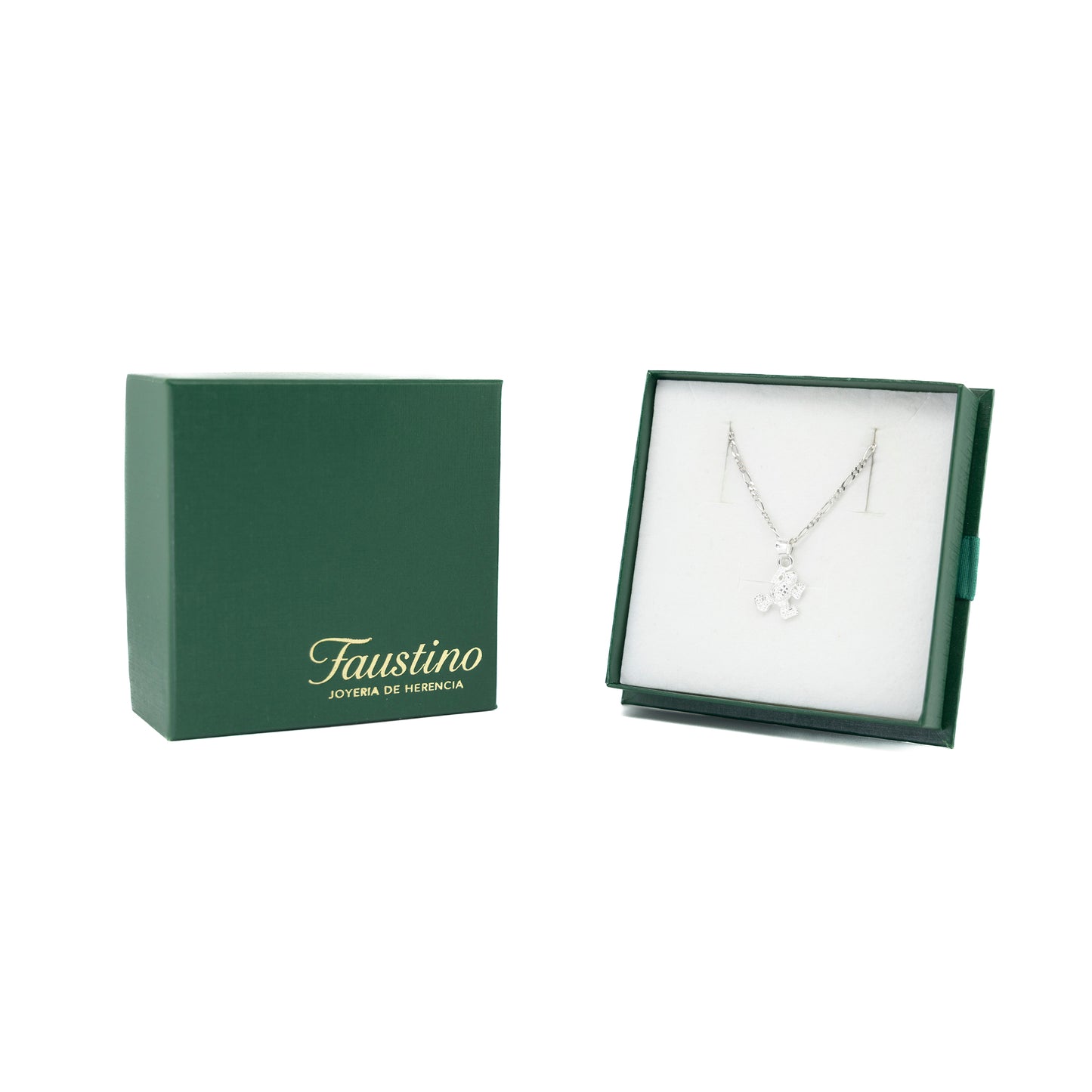 Set de Dije y Cadena de Plata Ley.925 - Rana con Cadena Fígaro .925 ((DA051)