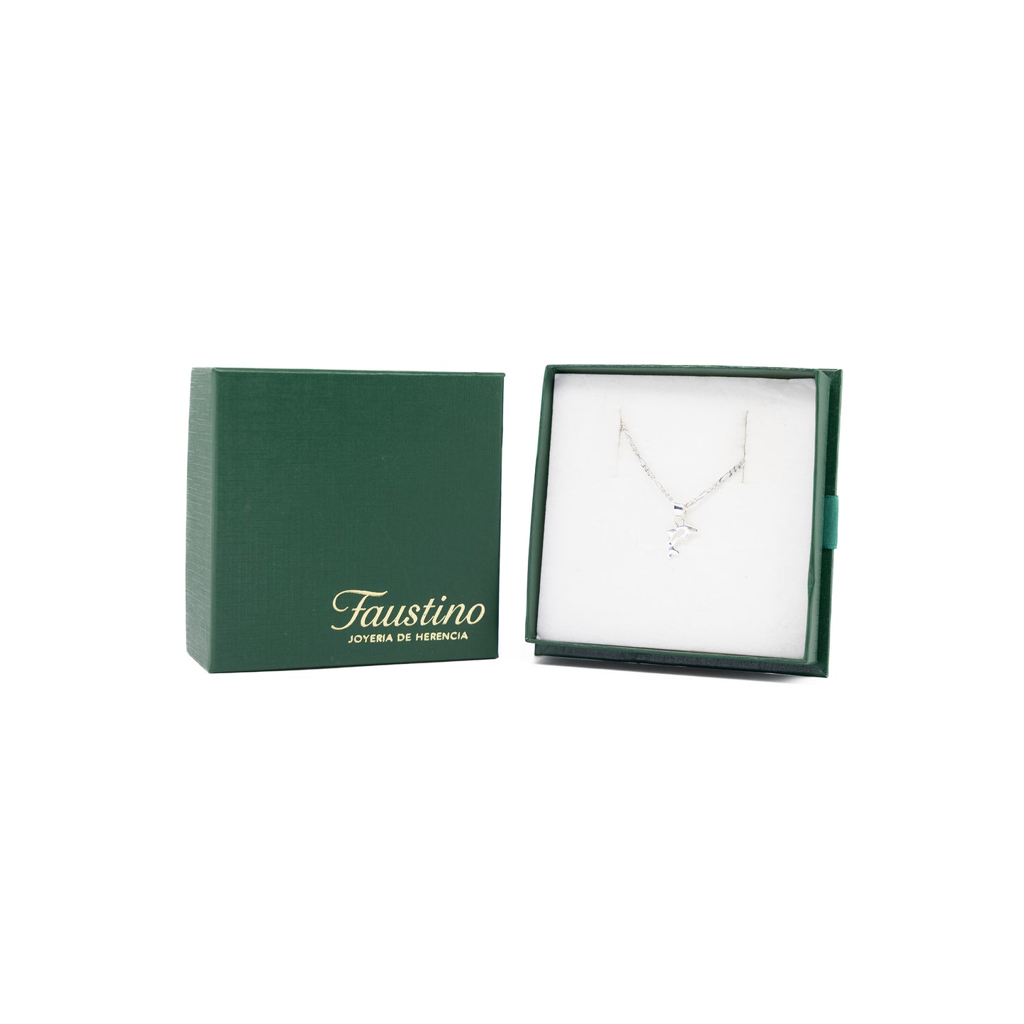Set de Dije y Cadena de Plata - Delfín con Cadena Fígaro .925