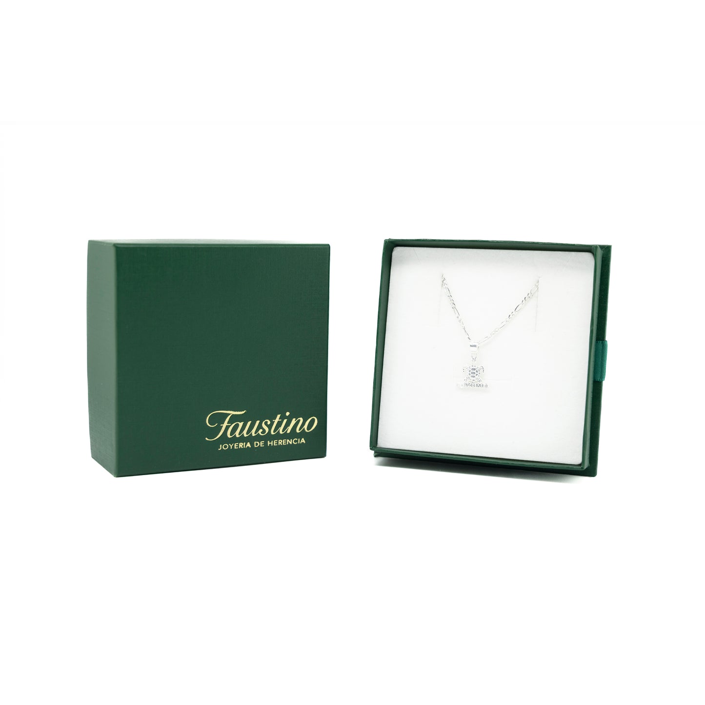 Set de Dije y Cadena de Plata Ley.925 - Tortuga de Cozumel con Cadena Fígaro(COM.DM018)