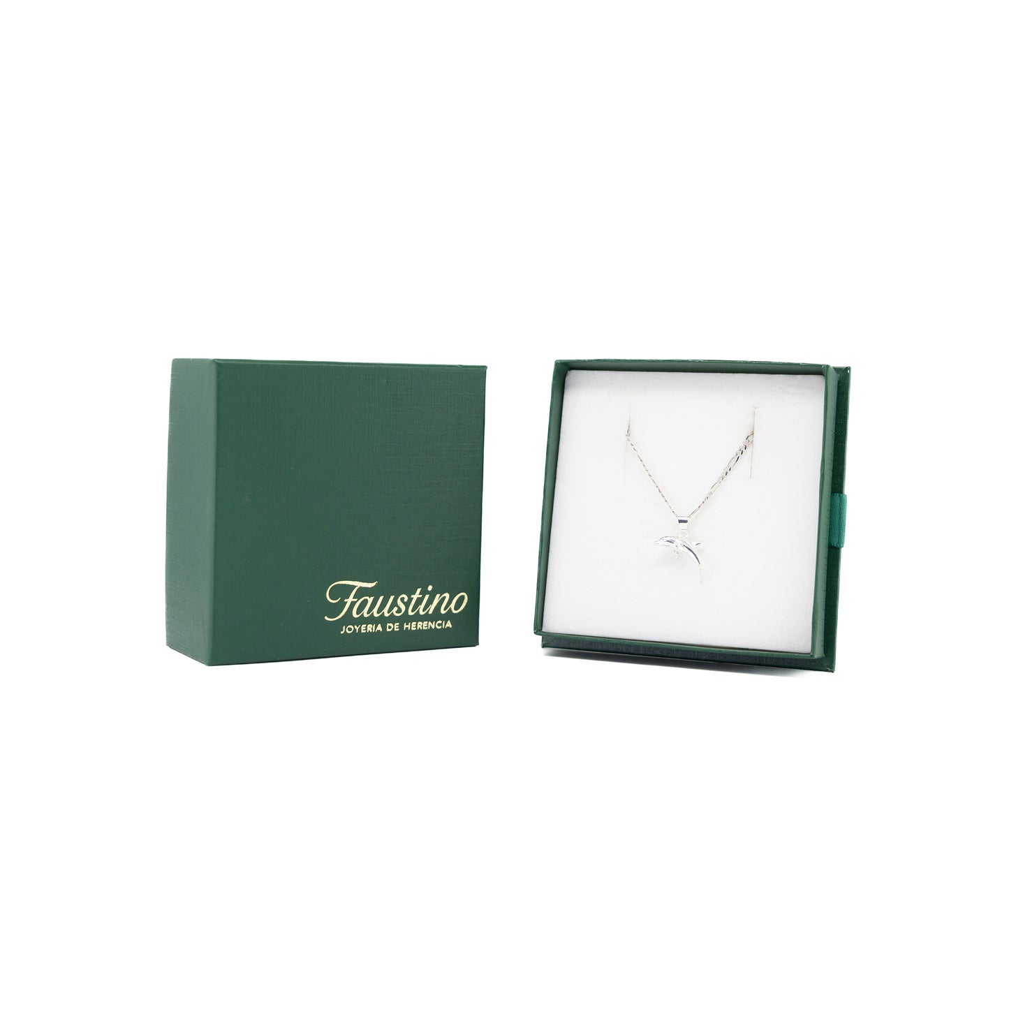 Set de Dije y Cadena de Plata - Delfín Pequeño con Cadena Fígaro .925
