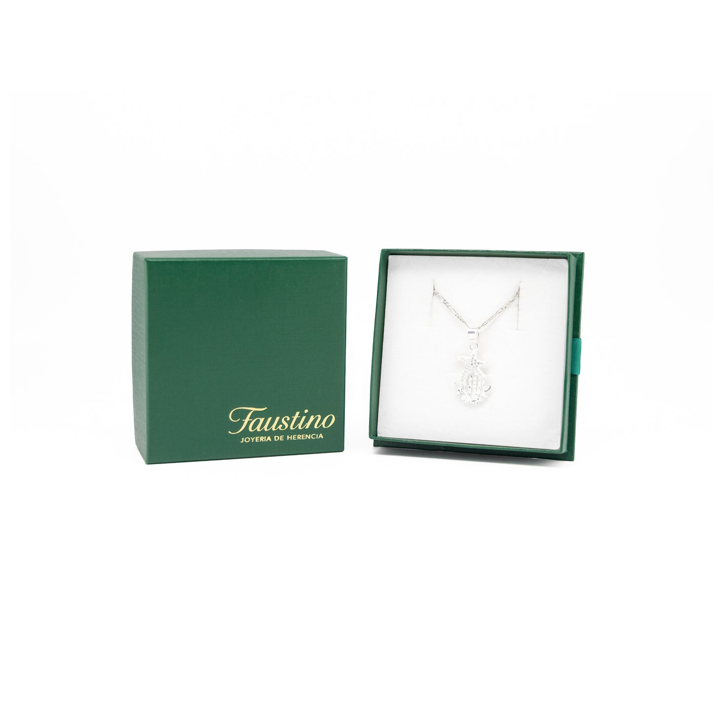 Set de Dije y Cadena de Plata - Estrella de Mar con Zirconias con Cadena Fígaro .925