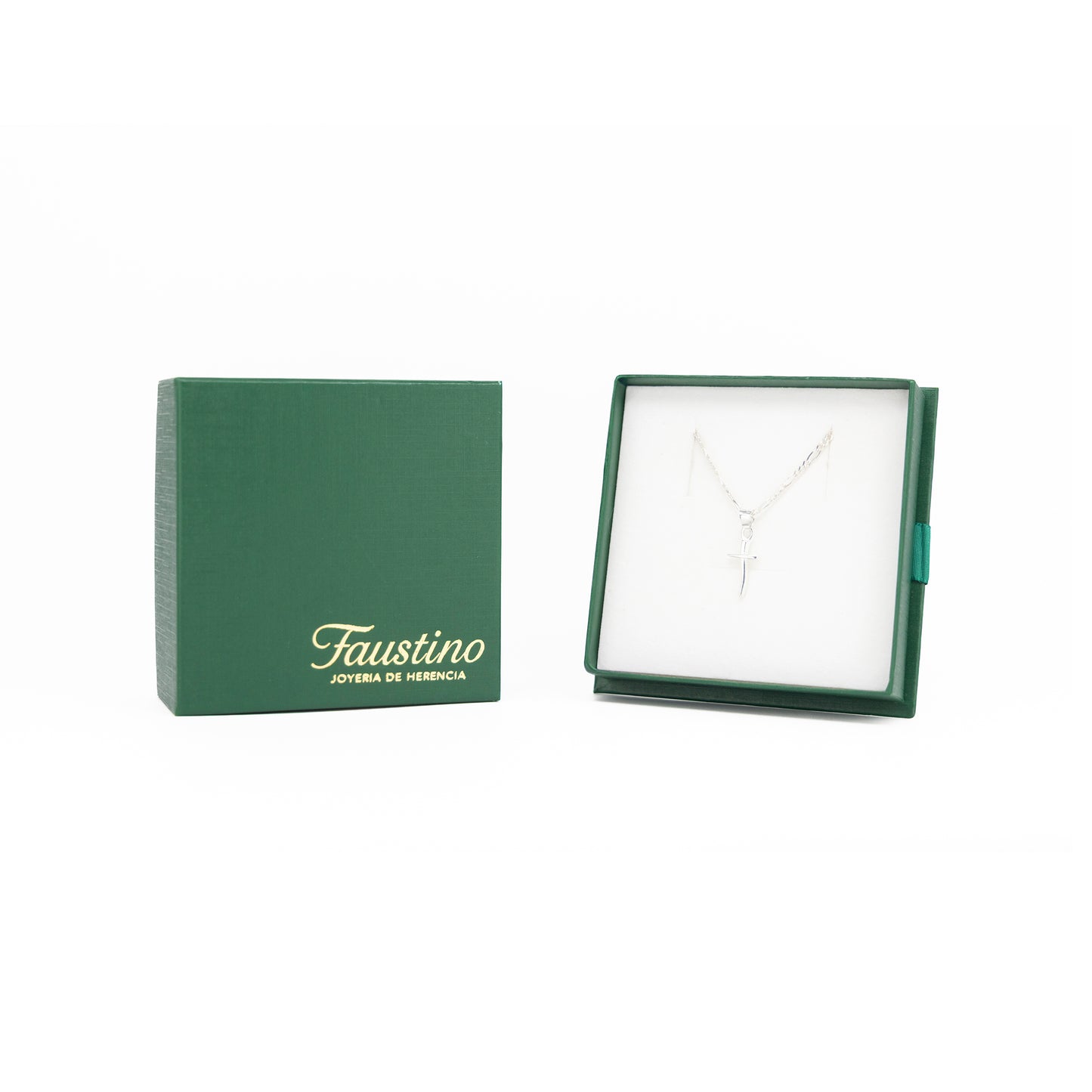 Set de Dije y Cadena de Plata - Cruz Ultra Minimalista con Cadena Fígaro .925(COM.DR008