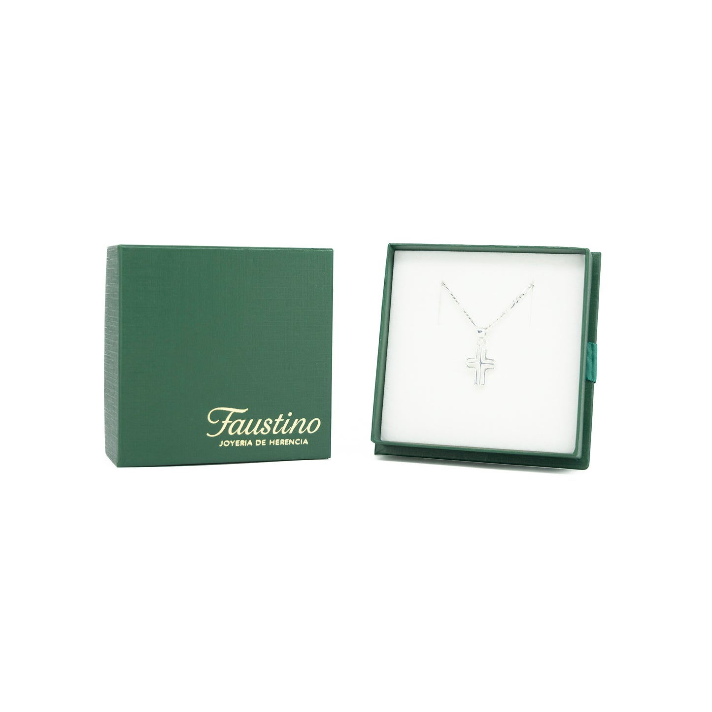 Set de Dije y Cadena en Plata ley.925 - Cruz Elegante y Cadena Fígaro