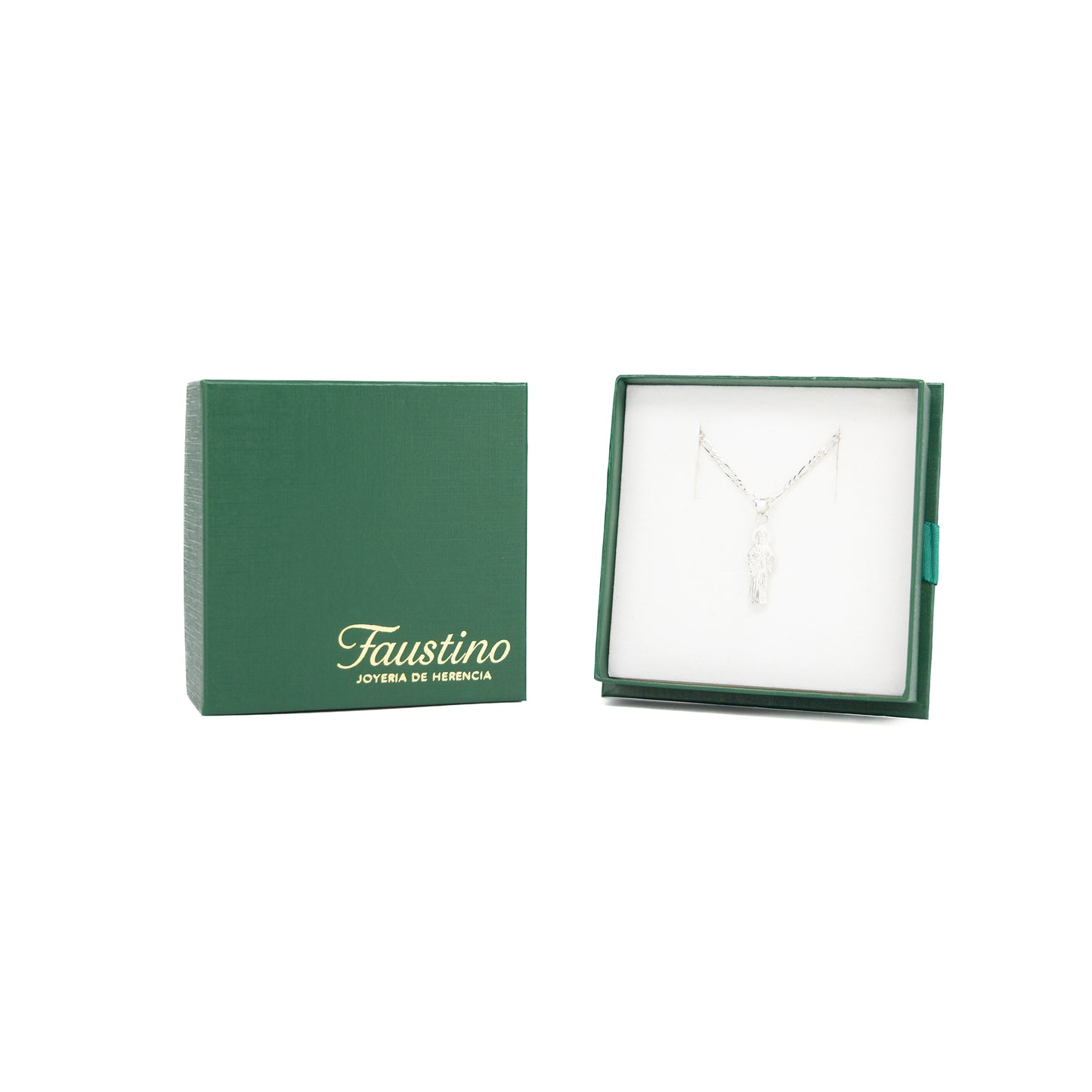 Set de Dije y Cadena de Plata - San Judas Tadeo Radiante con Cadena Fígaro .925