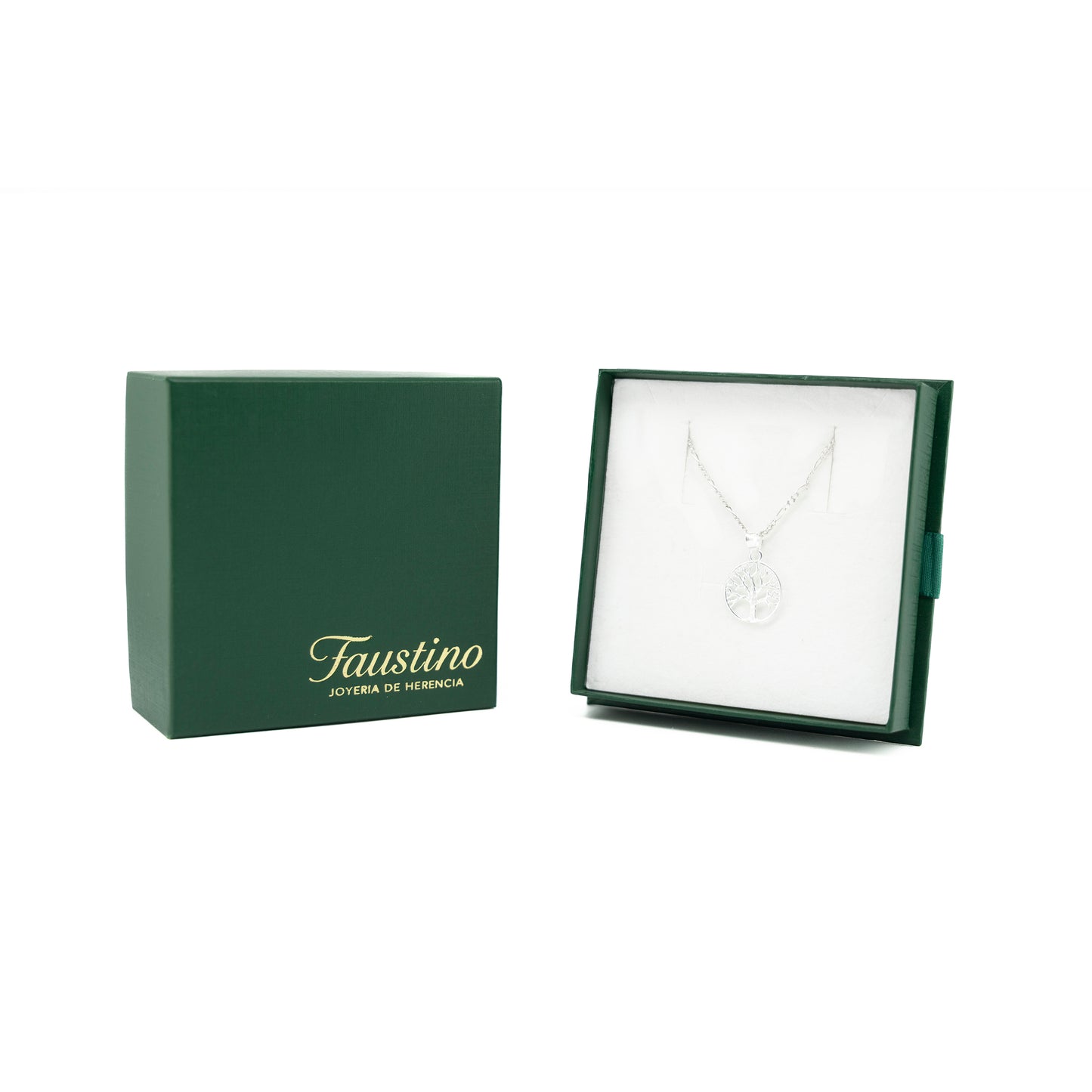 Set de Dije y Cadena de Plata Ley.925- Árbol de la Vida con Cadena Fígaro ( CODV020)