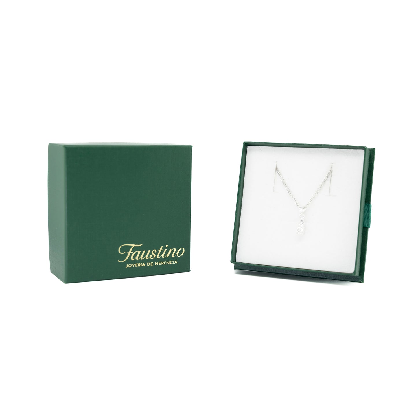 Set de Dije y Cadena de Plata en plata ley .925- Piña Tropical con Cadena Fígaro(COM.DV297)