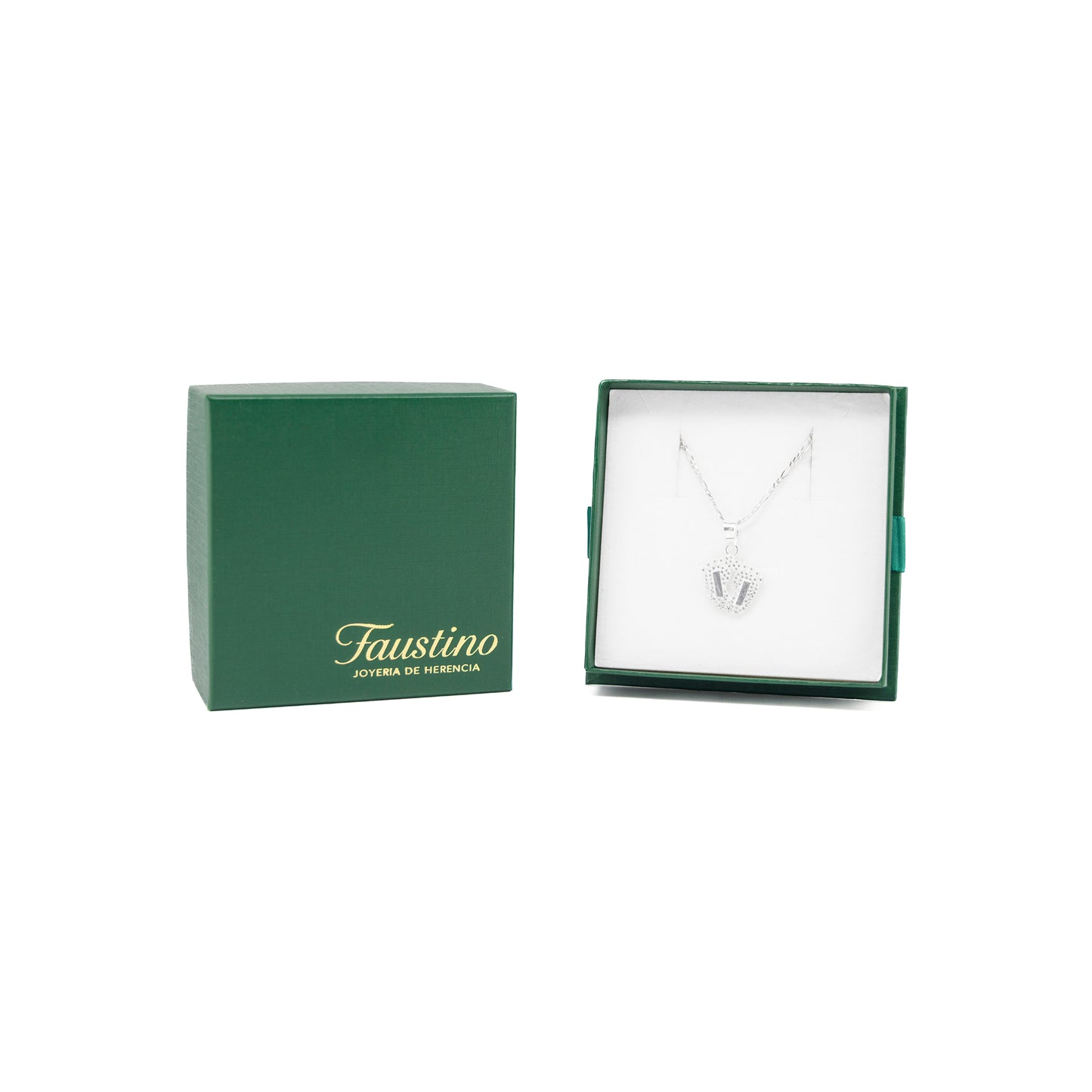 Set de Dije y Cadena de Plata - Pies de Bebé con Zirconias con Cadena Fígaro .925