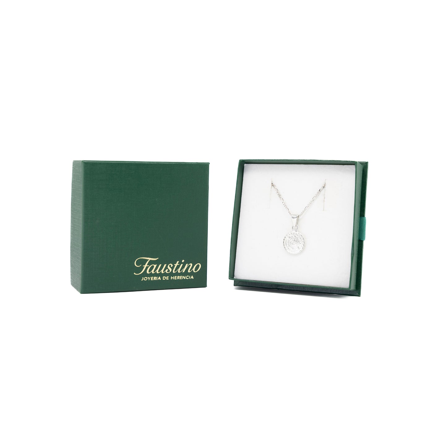 Set de Dije y Cadena de Plata - Calendario Azteca Grande con Cadena Fígaro .925