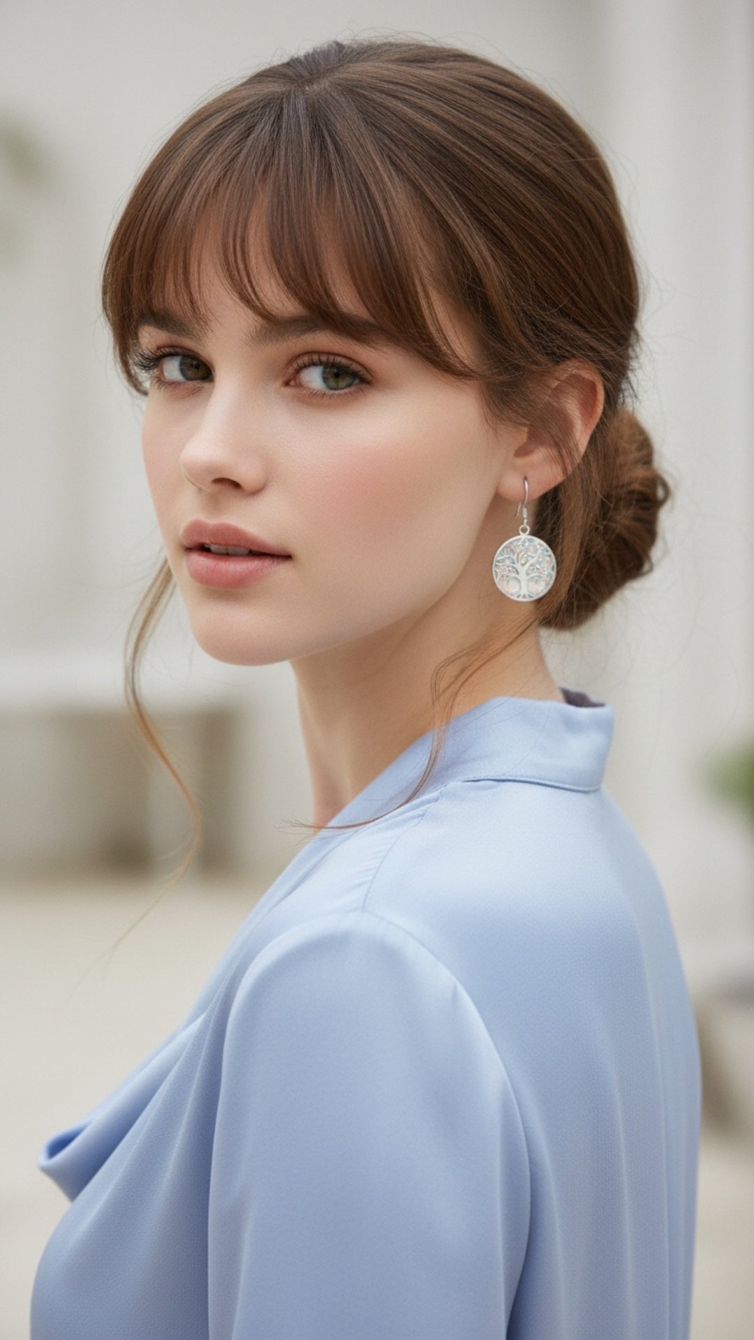 Aretes Árbol de la Vida con Ópalo Blanco — Plata .925 | OP-FAU-25-0330