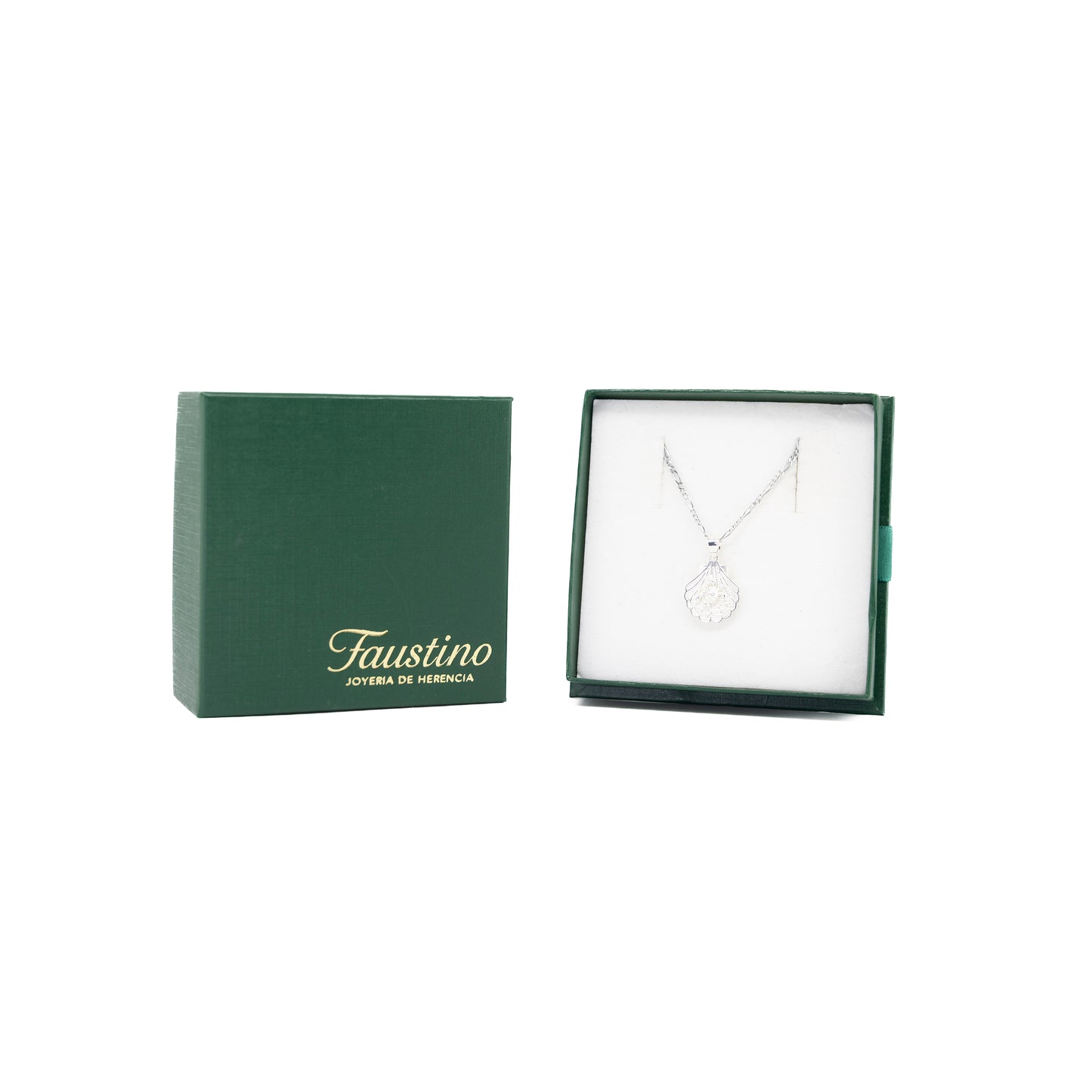 Set de Dije y Cadena de Plata - Concha con Cadena Fígaro .925