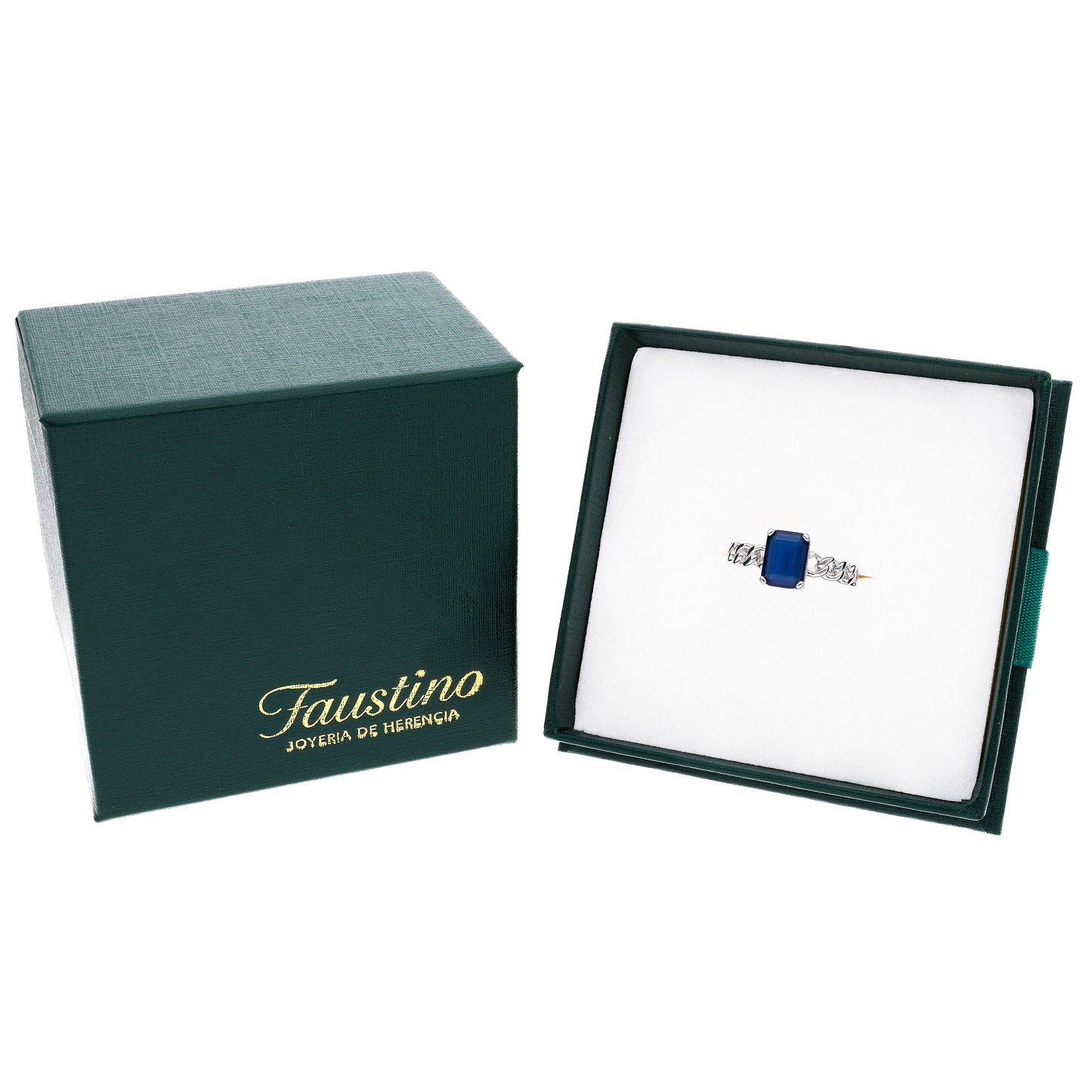 ANILLO EN PLATA LEY .925, CON RODIO , ZIRCONIA AAA AZUL ZAFIRO Y BLANCO