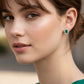 Broquel Plata Ley 925 con Rodio y Zirconia AAA Color Verde Esmeralda y Blanco Corte Rectangular
