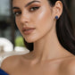 ARETES EN PLATA LEY .925, CON RODIO , ZIRCONIA AAA AZUL ZAFIRO Y BLANCO  , EN FORMA DE FLOR