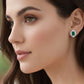 Broquel Plata Ley 925 con Rodio y Zirconia AAA Color Verde Esmeralda y Blanco