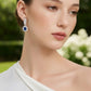 Aretes Plata Ley 925 con Rodio y Zirconia AAA Color Azul Zafiro y Blanco Ovalado