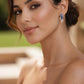 Aretes Plata Ley 925 con Rodio y Zirconia AAA Color Azul Zafiro y Blanco en Forma de Dos Flores