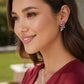 Aretes Plata Ley 925 con Rodio y Zirconia AAA Color Rojo Rubí y Blanco en Forma de Dos Flores